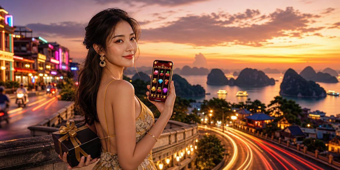 Người dùng đăng nhập tài khoản cá cược trên thiết bị di động tại vịnh Hạ Long